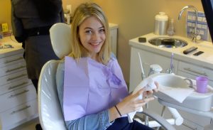 Cynthia Menard getting teeth whitening in Toronto