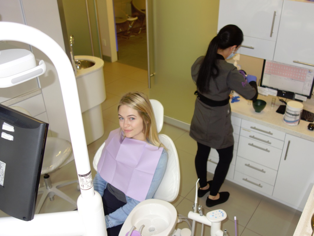 in the dental chair , Miss World Canada - cosmetic dentistry