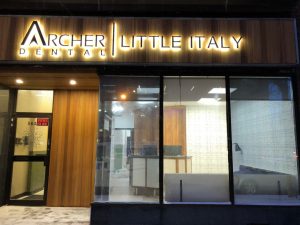 Archer Dental Little Italy at 564 College St in Toronto at night