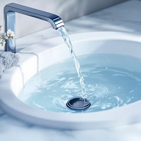 A drop of ink in a sink filled with water,